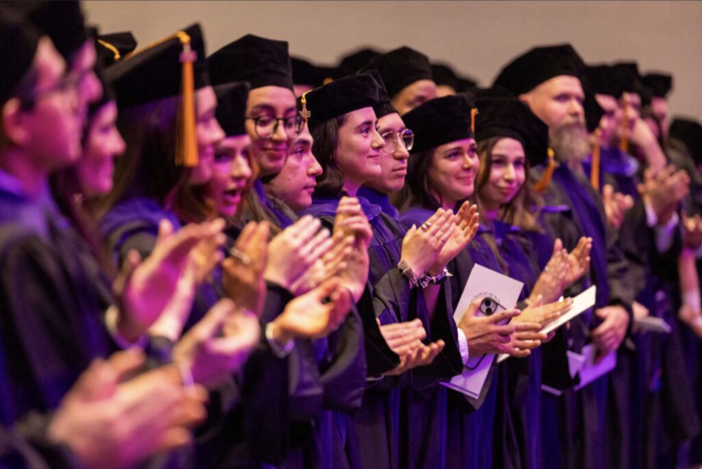 Students at commencement celebration